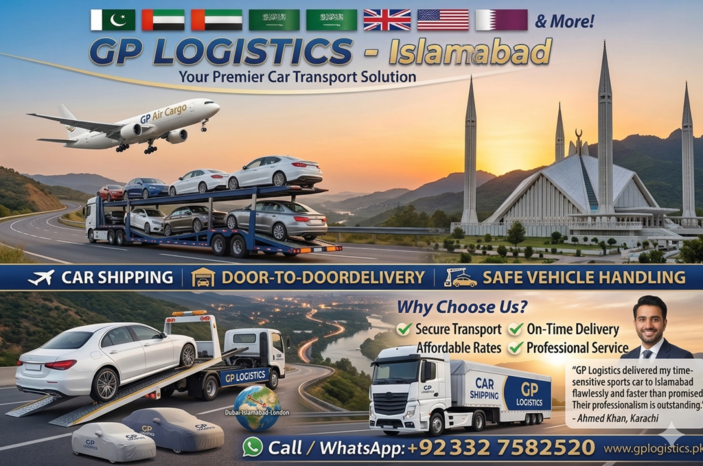 Car moving service in Islamabad transporting vehicle on carrier truck for safe door to door delivery