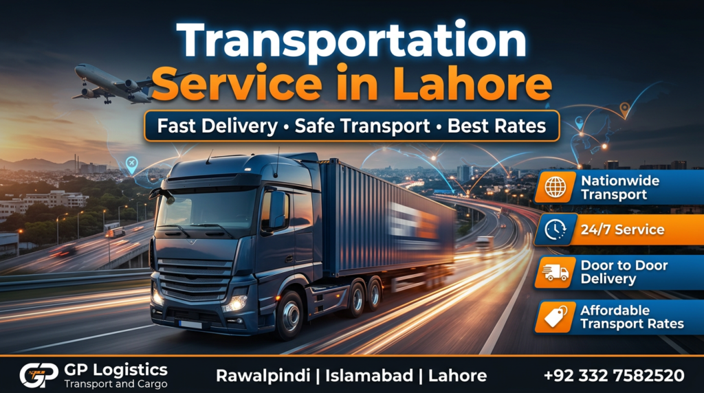 GP Logistics transport truck delivering commercial goods in Lahore safely and on time.