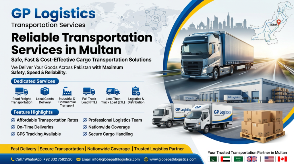 Commercial Goods Transportation Service in Multan by Globe Path Logistics