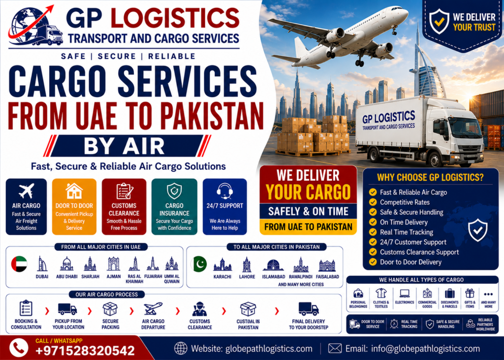 Cargo services from UAE to Pakistan by air
