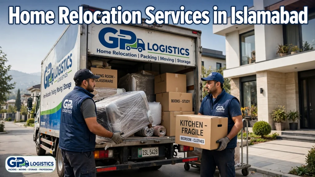 Movers wrapping furniture for home relocation in Islamabad
