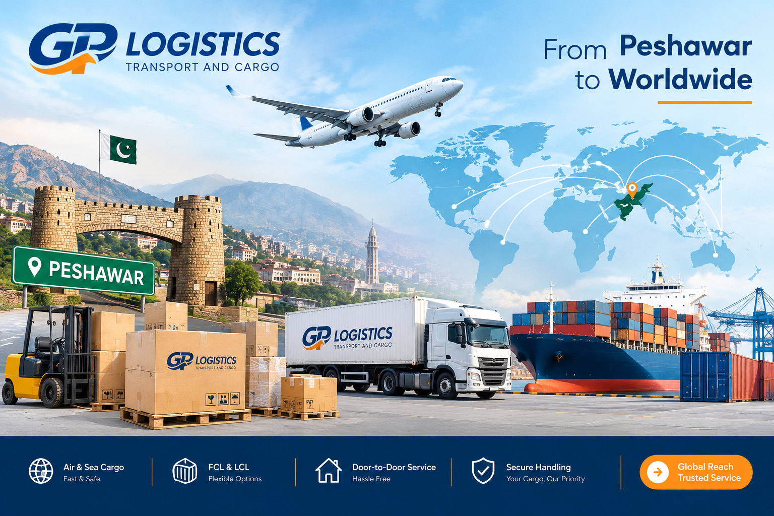 Send cargo from Peshawar to worldwide destinations